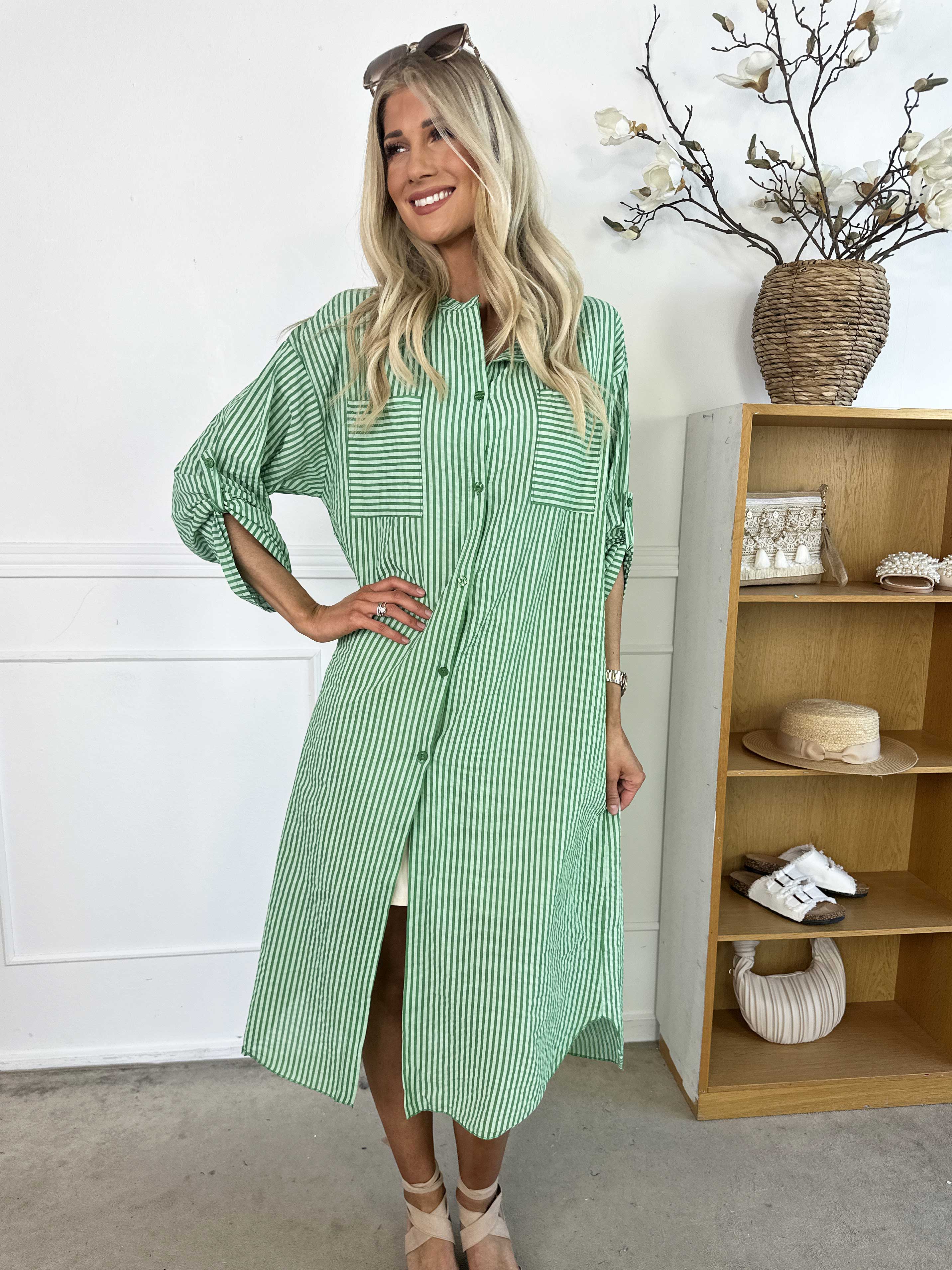 Irena - Långrandig skjorta i ström och vågigt tyg